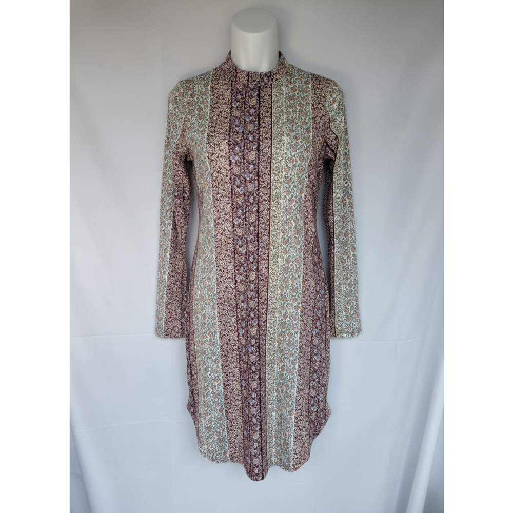 Love Cameron LA Pink & Ivory Floral Print Long Sleeve Stretch Mini Dress Size...